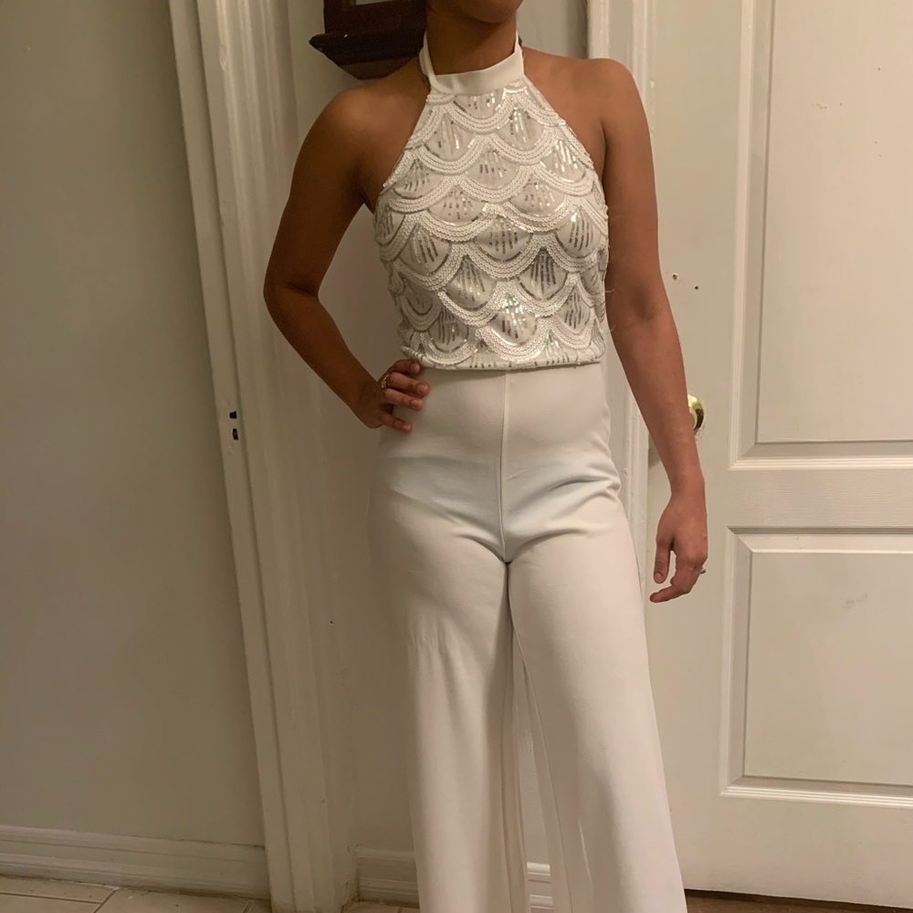 Sequins White Jumpsuit